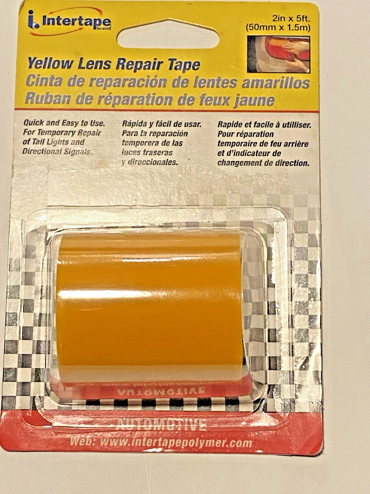 Headlight Taillight Lens Repair Tape, Amber / Yellow, 1.875 in x 60 in.