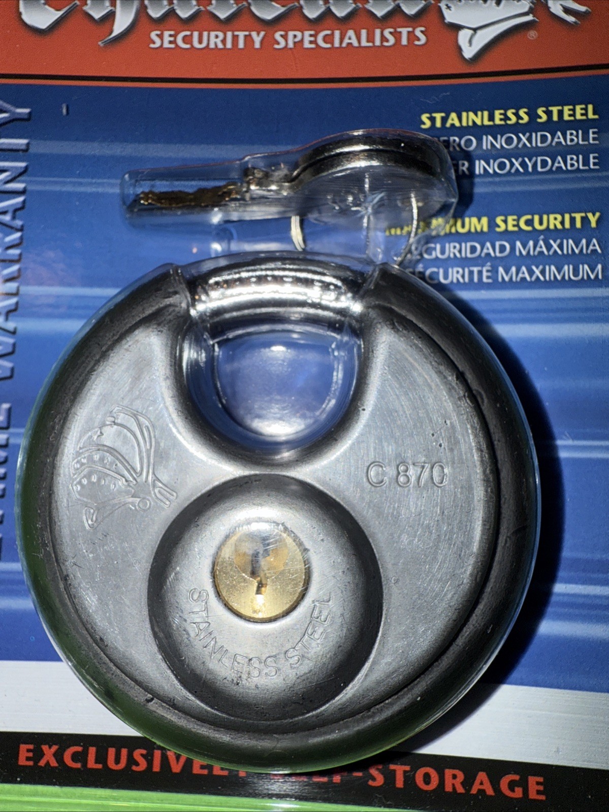 Round Disc LOCK Padlock 2 Keyed Alike keys Stainless Steel 2 (2 3/4″) 5-Pin