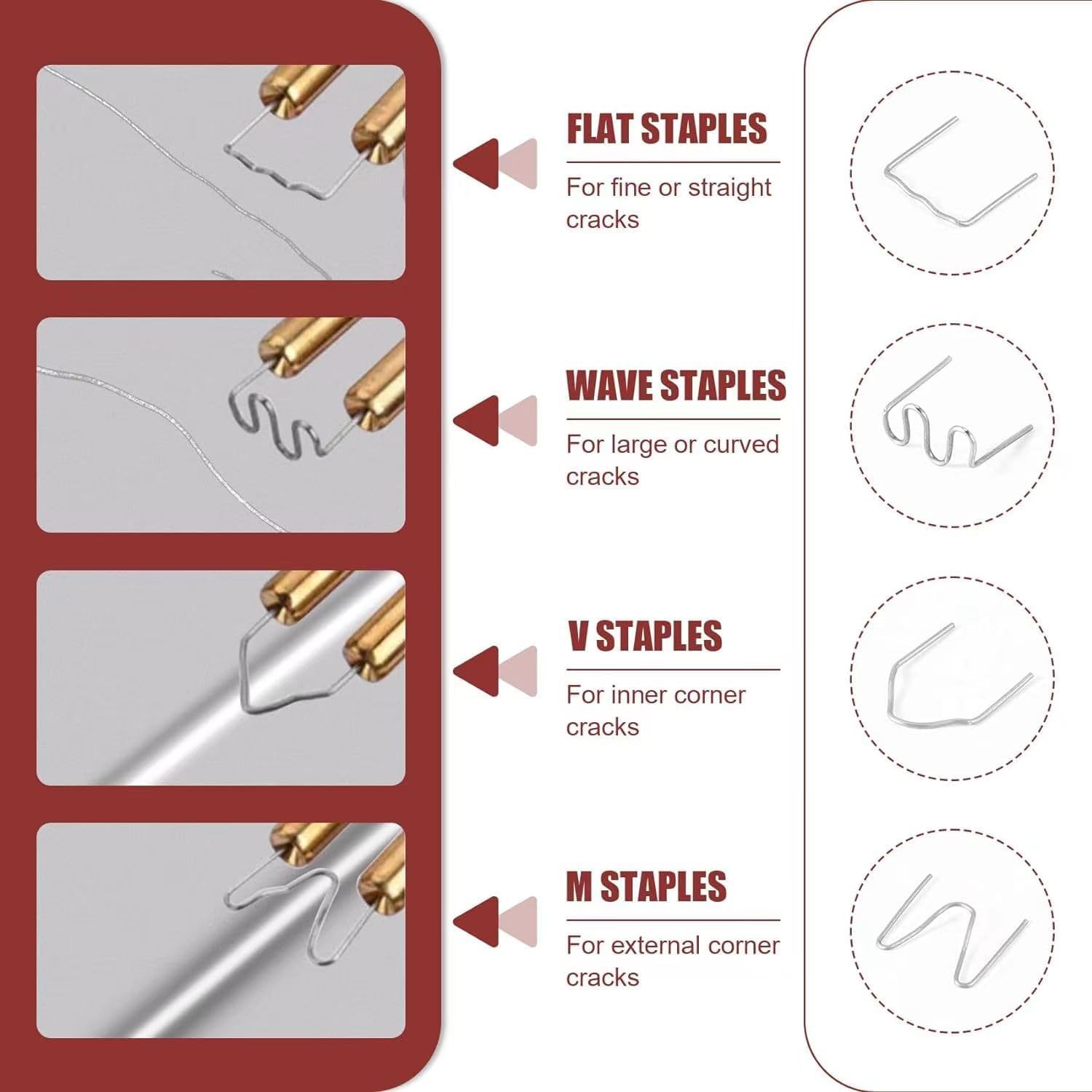 Plastic Welding Staples 3000 pcs,6 Types Hot Staples for Decoration,Auto Repair,