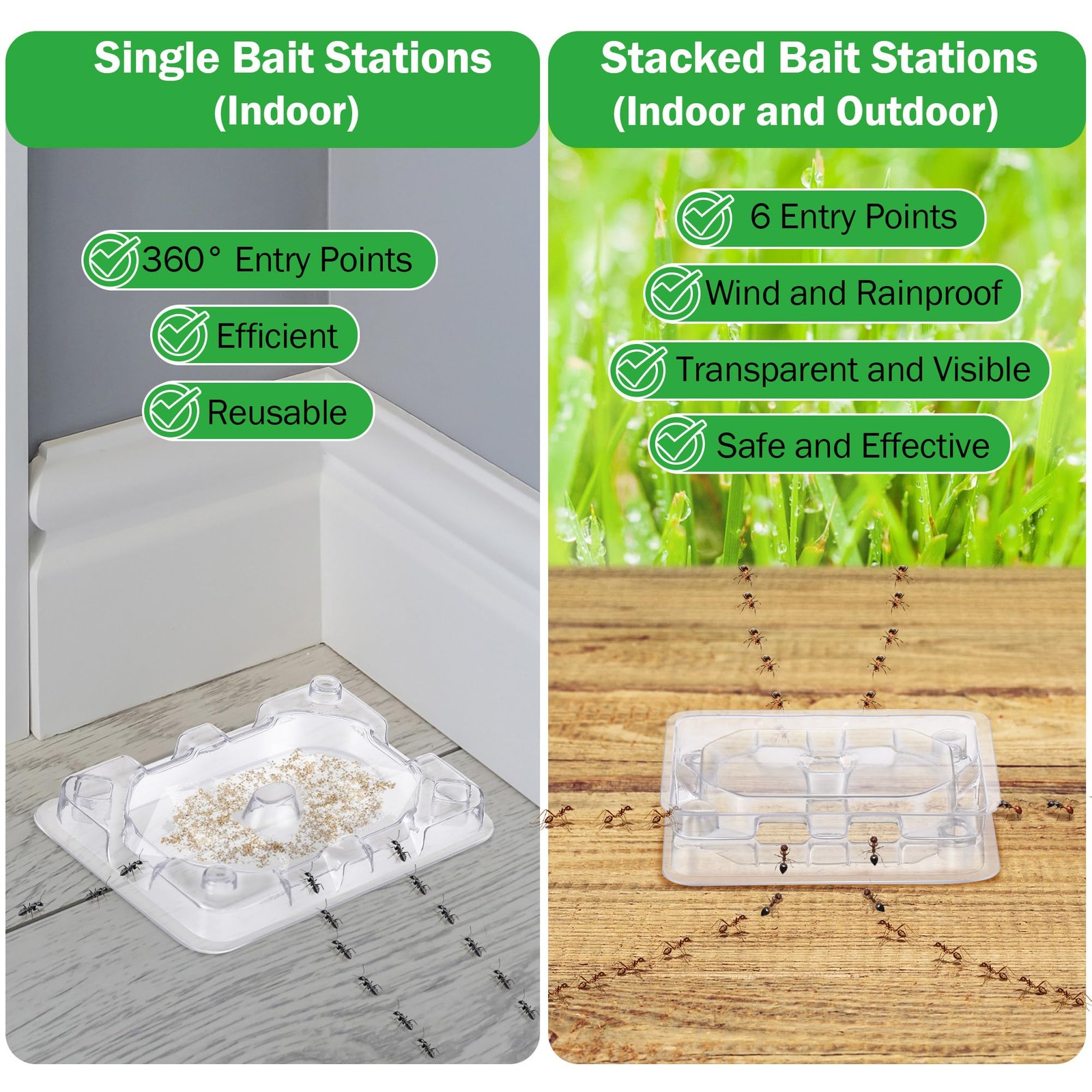 32 Pcs Ant Bait Stations Reusable Bait NOT Included, Multi Surface Ant Killer…