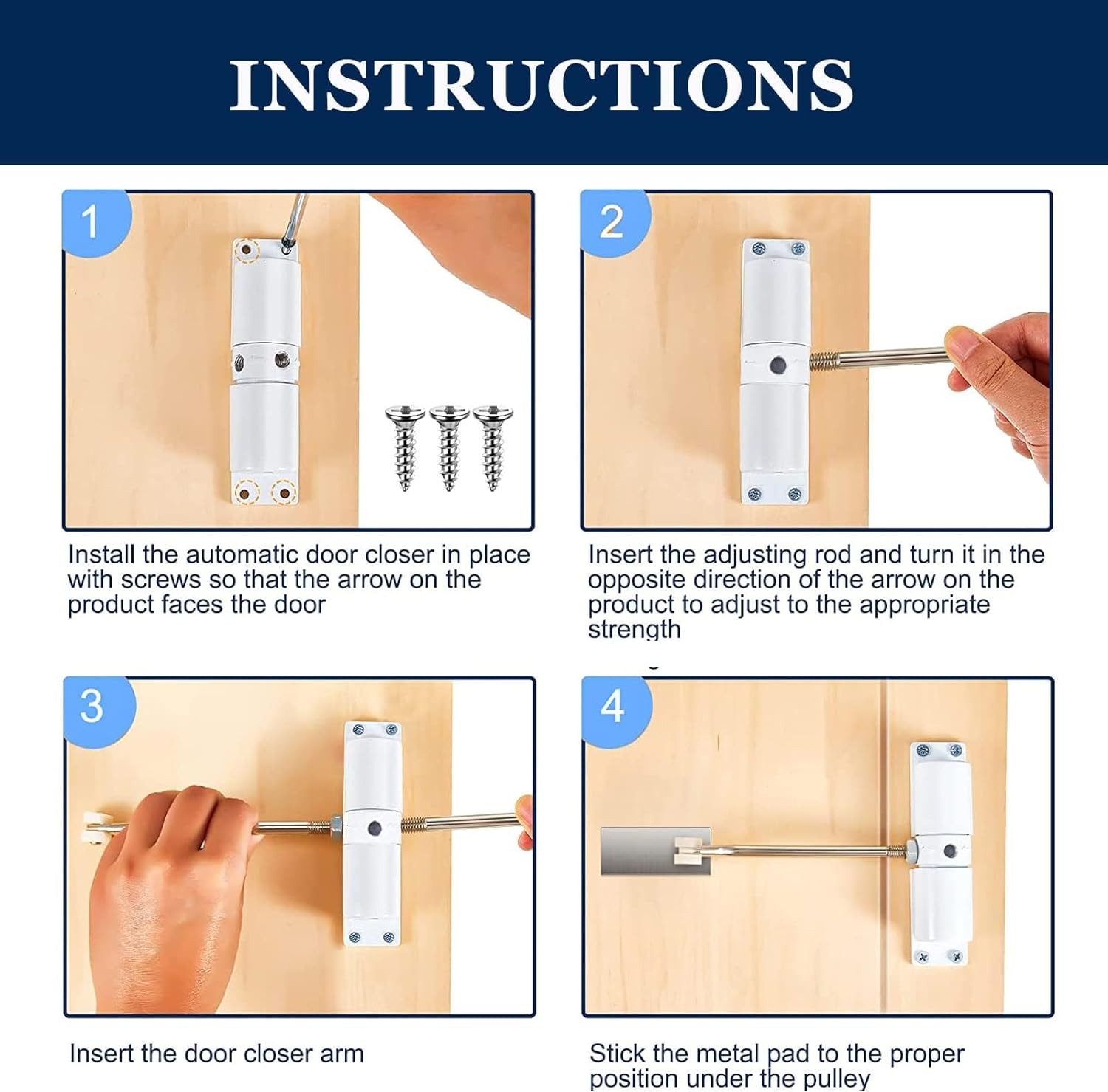 Automatic Door Closer, Zinc Alloy Safety Spring Door Closer Adjustable 30 Kg Clo