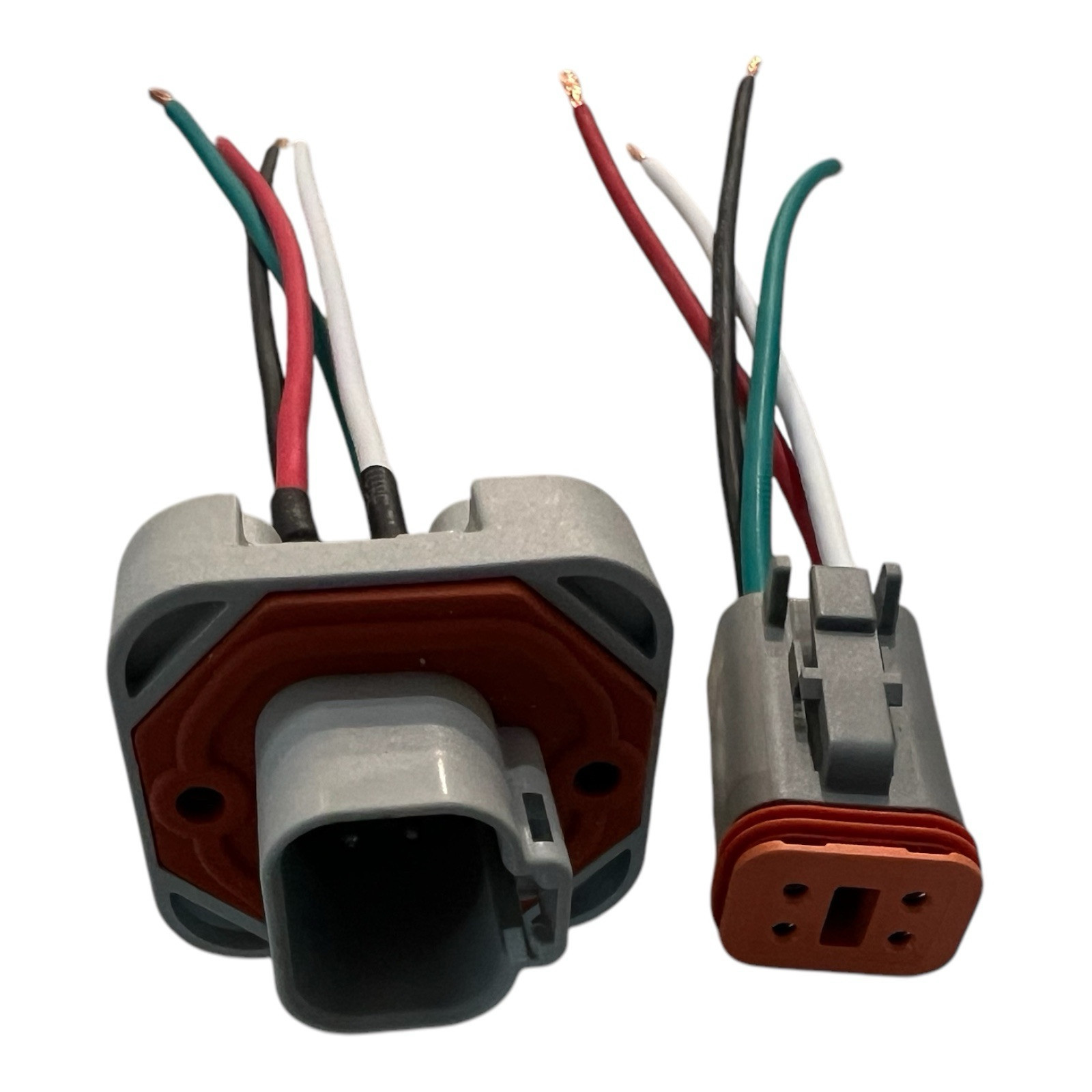 14 AWG Gray Assembled Deutsch 4 Pin flanged waterproof connector Black-red
