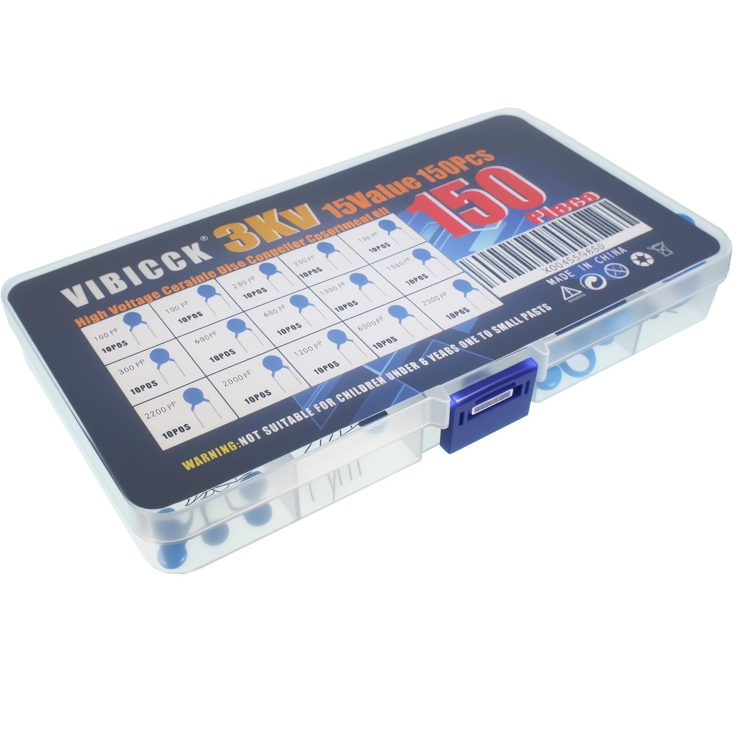 150Pcs 15Values High Voltage Ceramic Disc Capacitor Assortment Kit