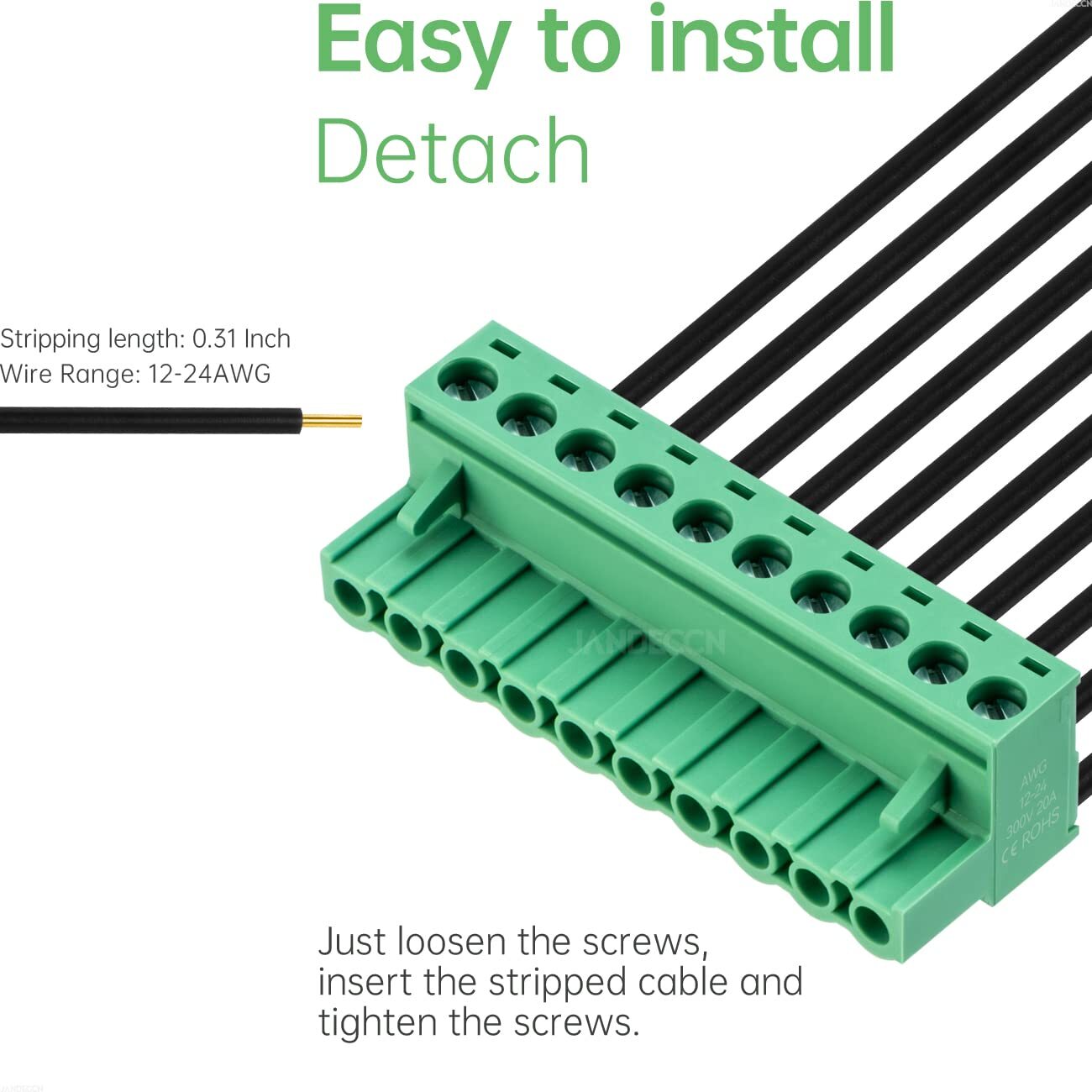 4Pcs 10 Pin 5.08mm Pitch DIY PCB Mount Screw Terminal Block Connector with 4P…