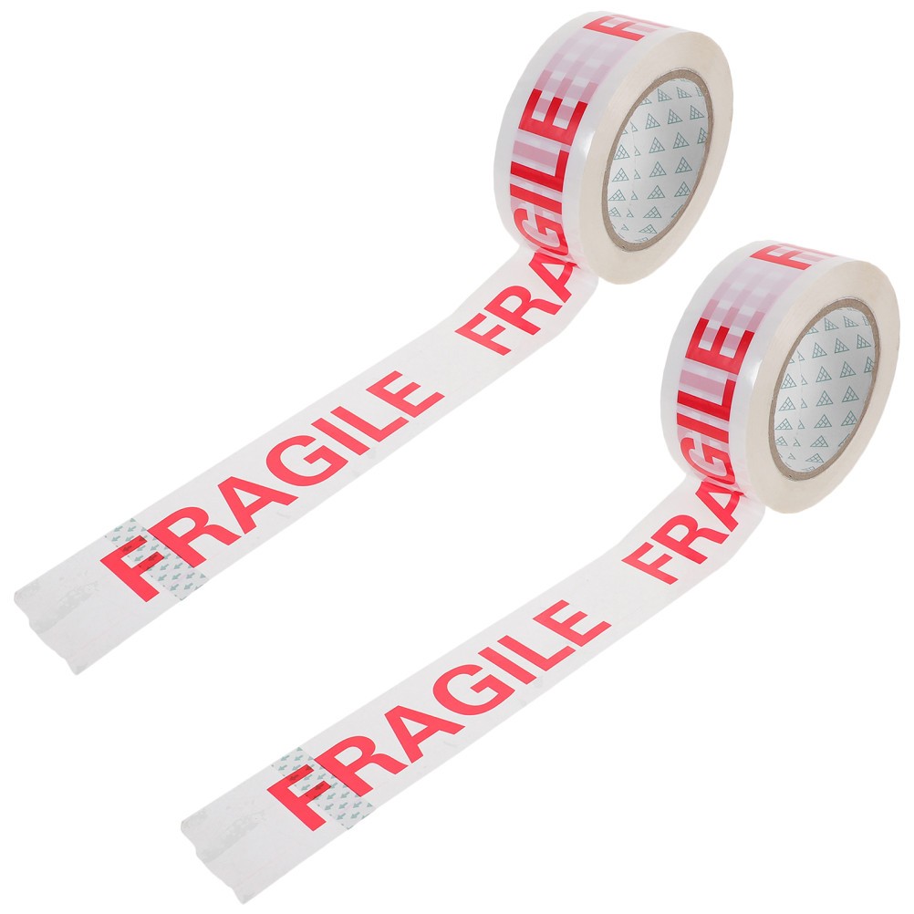 2 Rolls Fragile Logistic Packing Tape Caution Letter Delivery Sealing