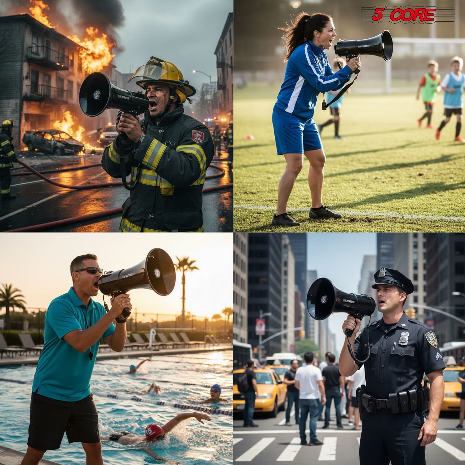 5 Core Megaphone Bullhorn 50W Speaker w Handheld Mic Shoulder Strap Loud Audio