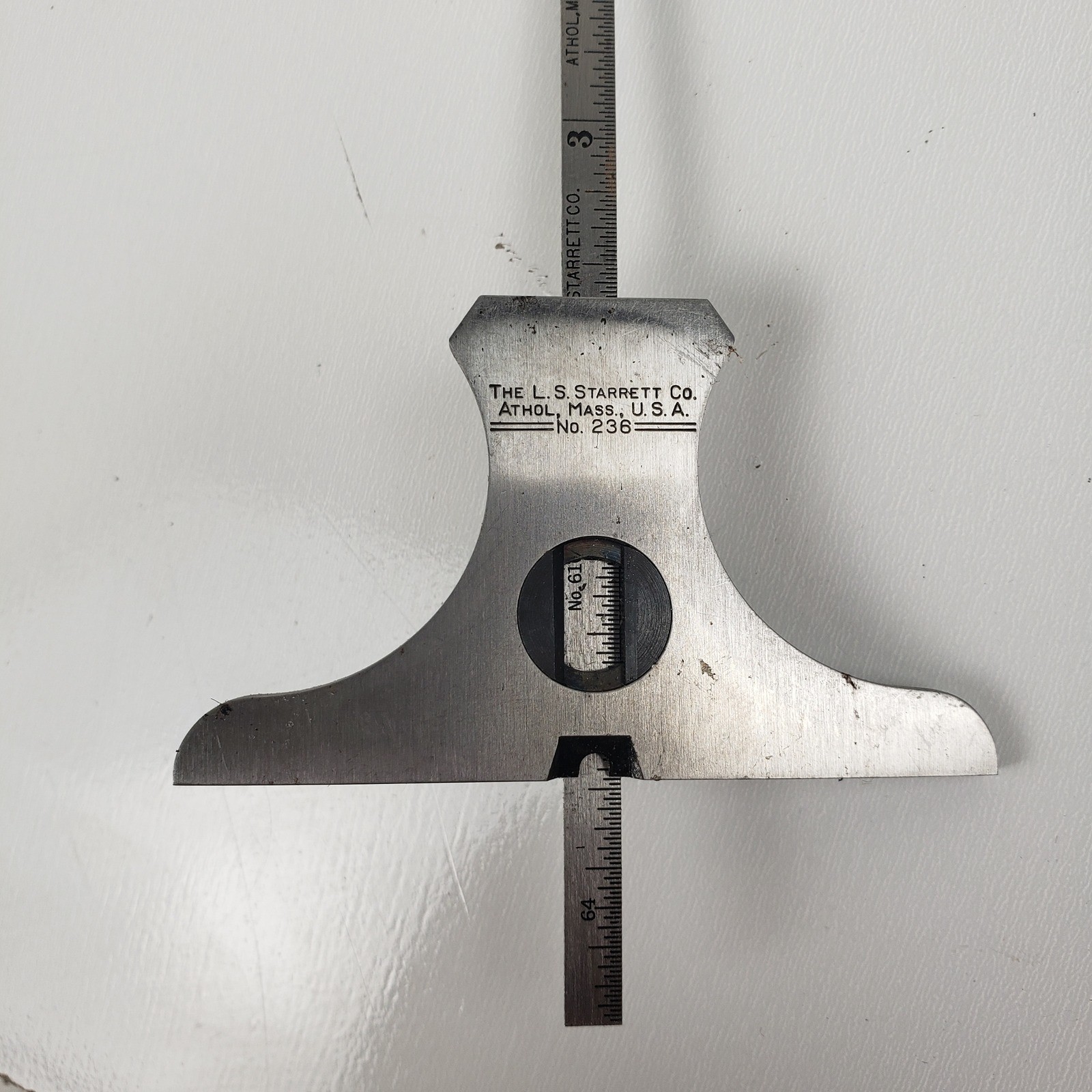 Starrett No 236 Depth and Angle Gage 6 Inch Tempered Steel Rule Machinist Tool