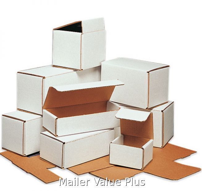 100 – 8 x 4 x 2 White Corrugated Shipping Mailers Packing Box Mailer Boxes