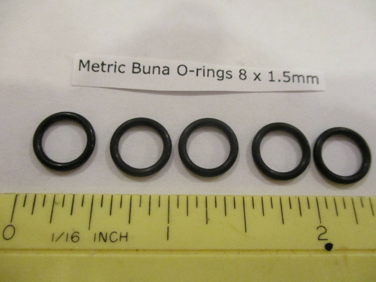 8mm ID X 11mm OD x 1.5mm thick O-ring. Buna-70. Quan 5.