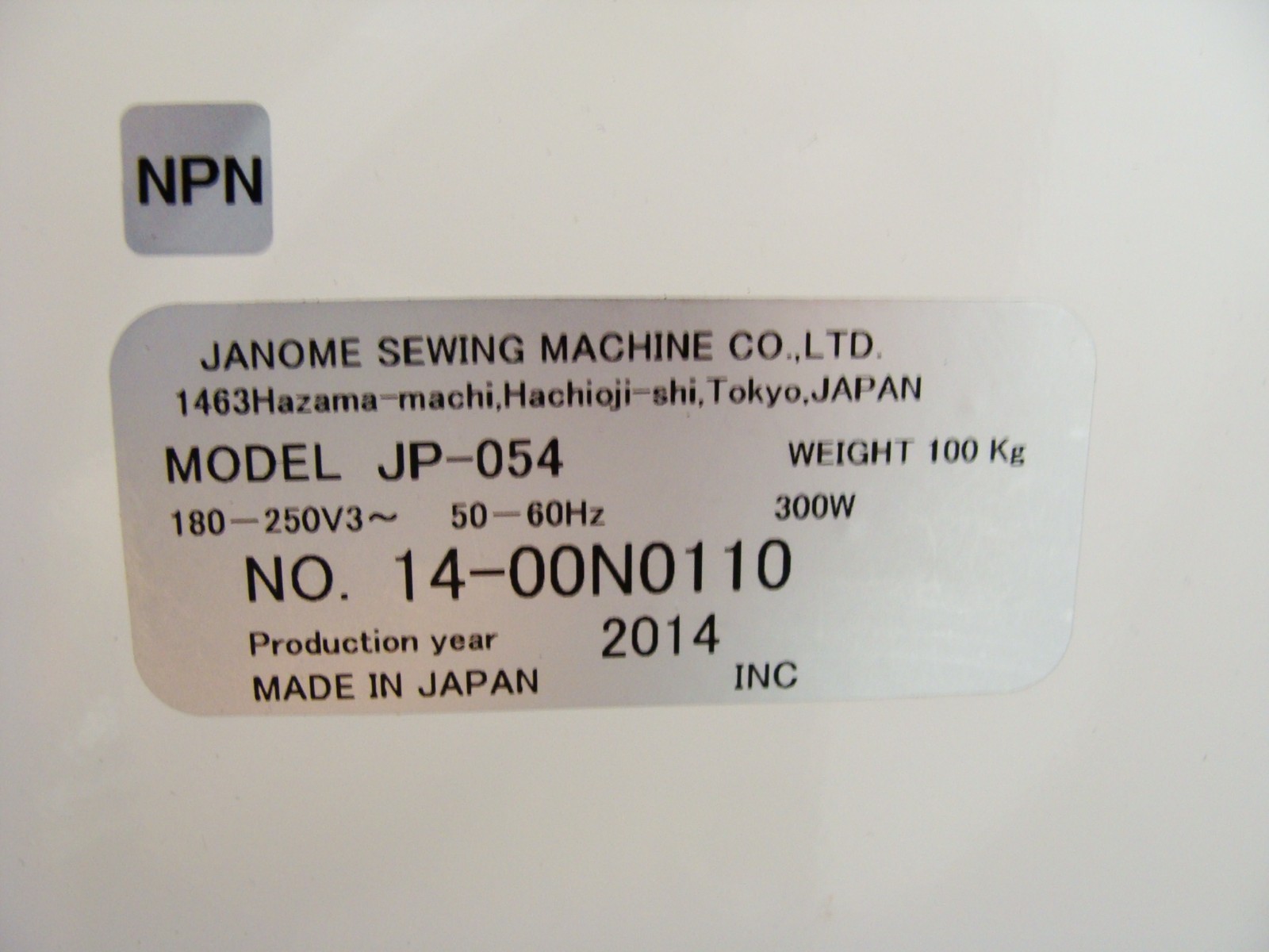Janome JP-054 Stand-Alone Electro Servo Press .5kN W/ Stand & Digital Control