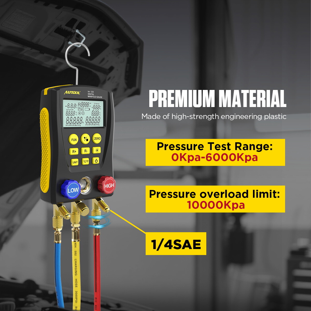 Refrigeration Digital Manifold Gauge Set HVAC System Vacuum Pressure Temp Tester