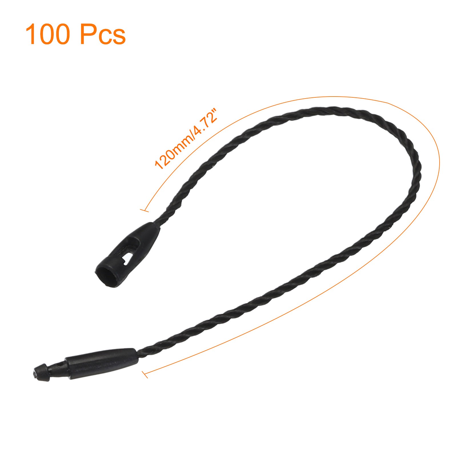 Polyester Rope Hang Tag String Snap Lock 120mm,1mm 100 Pcs,Black