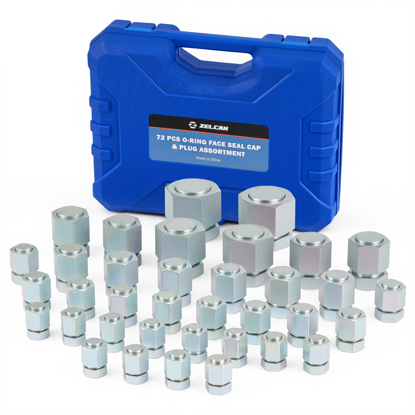 ZELCAN 72pc ORFS Industrial Hydraulic Cap &Plug Hose Tube Pipe Fitting 37° Flare
