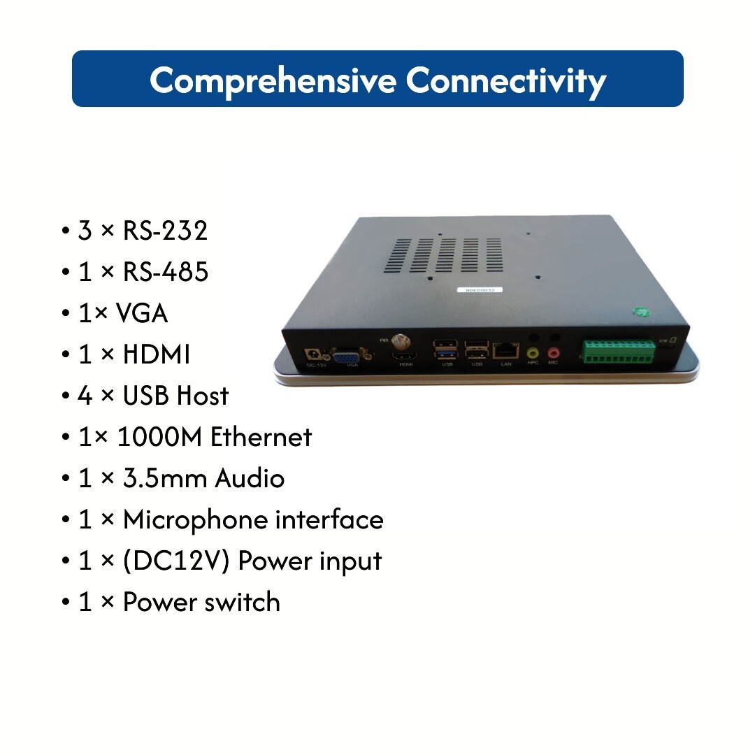 Touchscreen Panel Industrial Computer 10 Inch with HDMI, VGA, USB, Ethernet