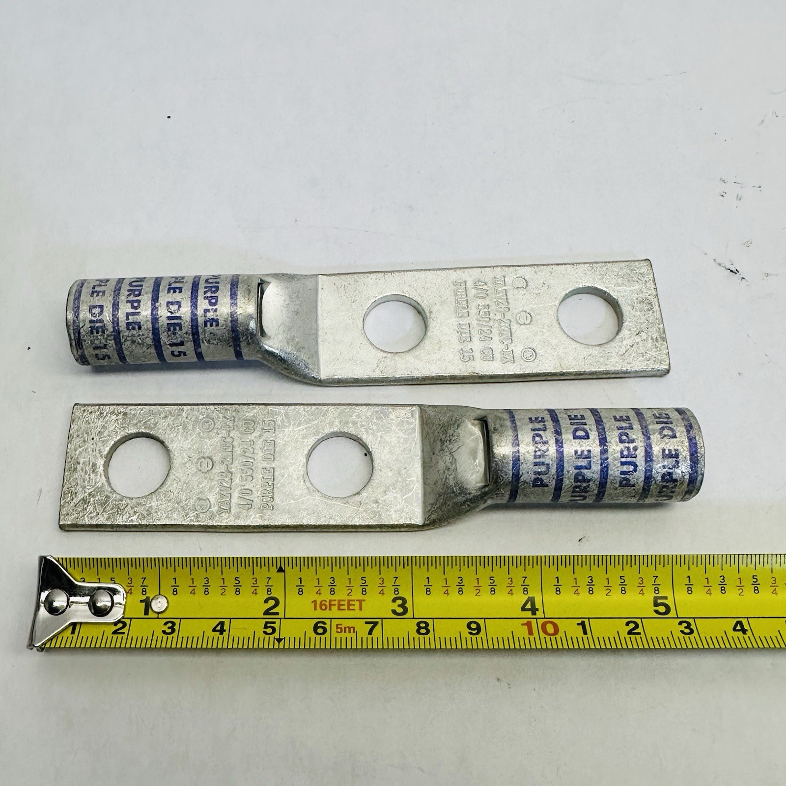 LOT OF 2) BURNDY YAZV28-2NTC-FX COMPRESSION LUG PURPLE DIE 15