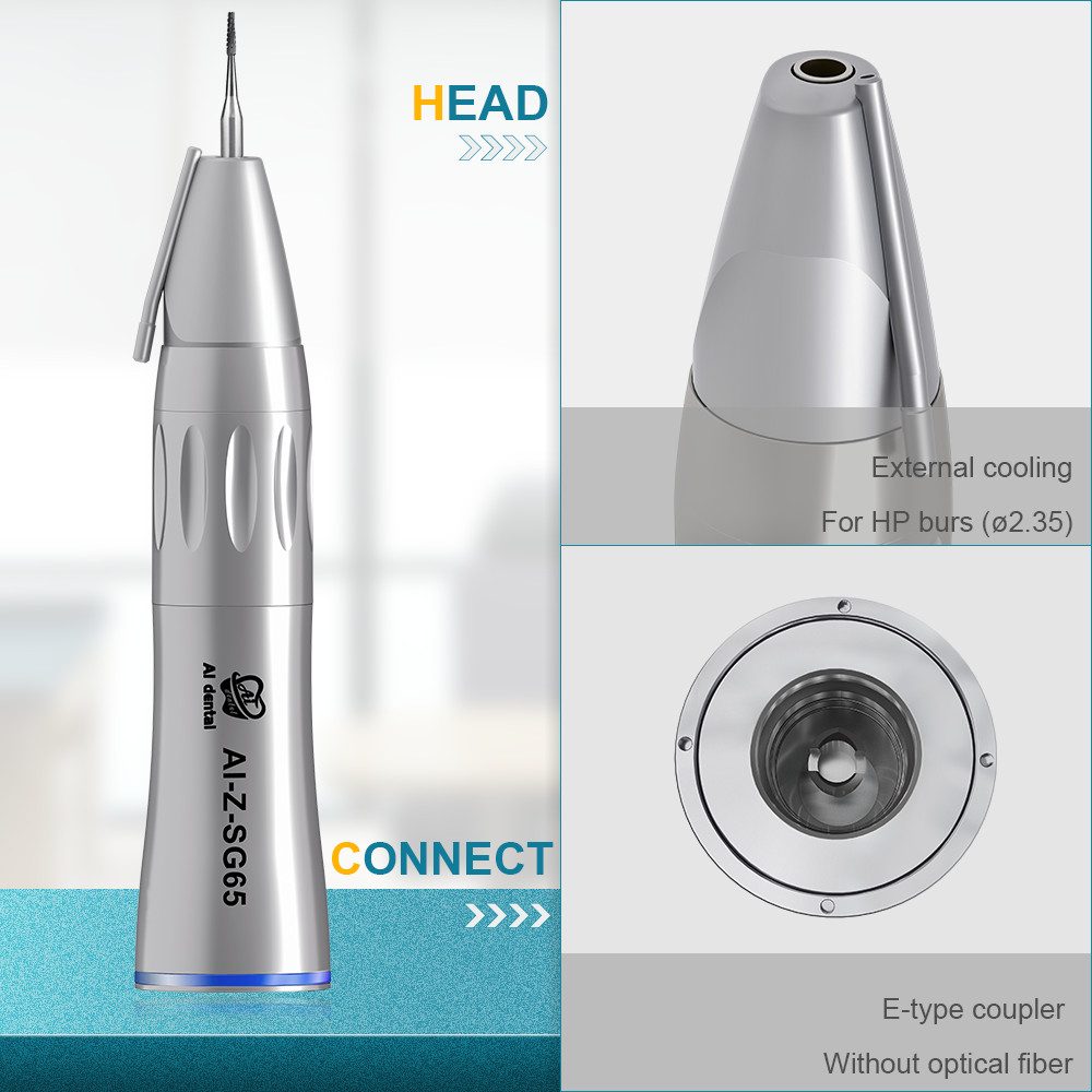 Dental 1:1 Direct Drive Straight Implant Handpiece Non-Optic External Cooling