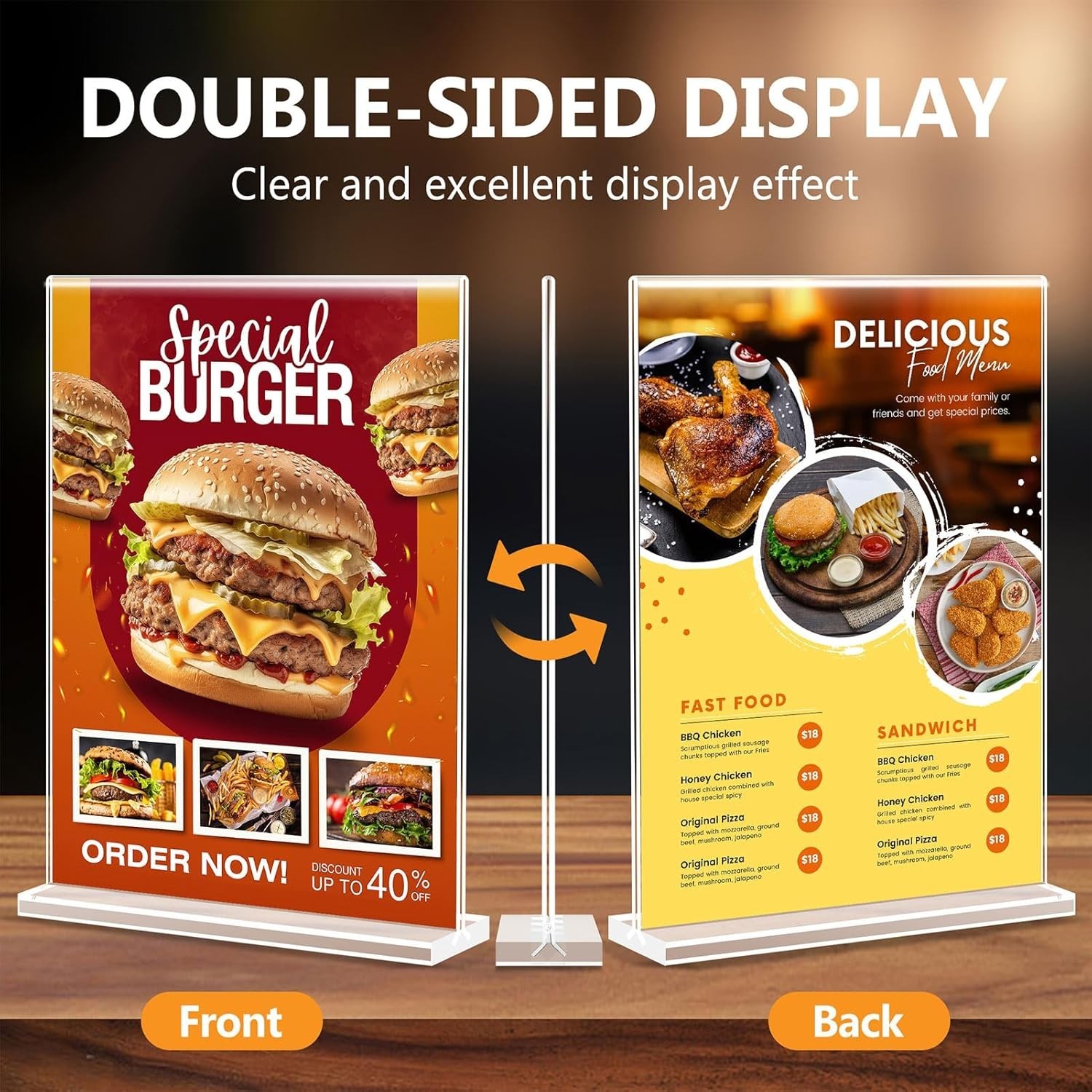 Acrylic Sign Holder 8.5 x 11, Double Sided Sign Holder Stand, Plastic 6 Pack …