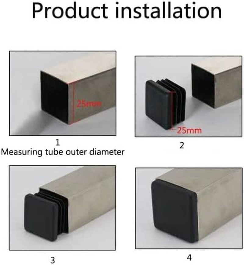 100 Pack 1 Inch Square Plastic Plug Tubing End Cap Durable Chair Glide