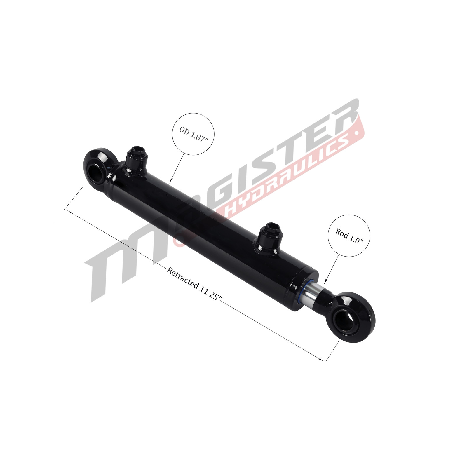 Hydraulic Cylinder Welded Double Acting 1.5″ Bore 4″ Stroke Swivel Ball/Eye