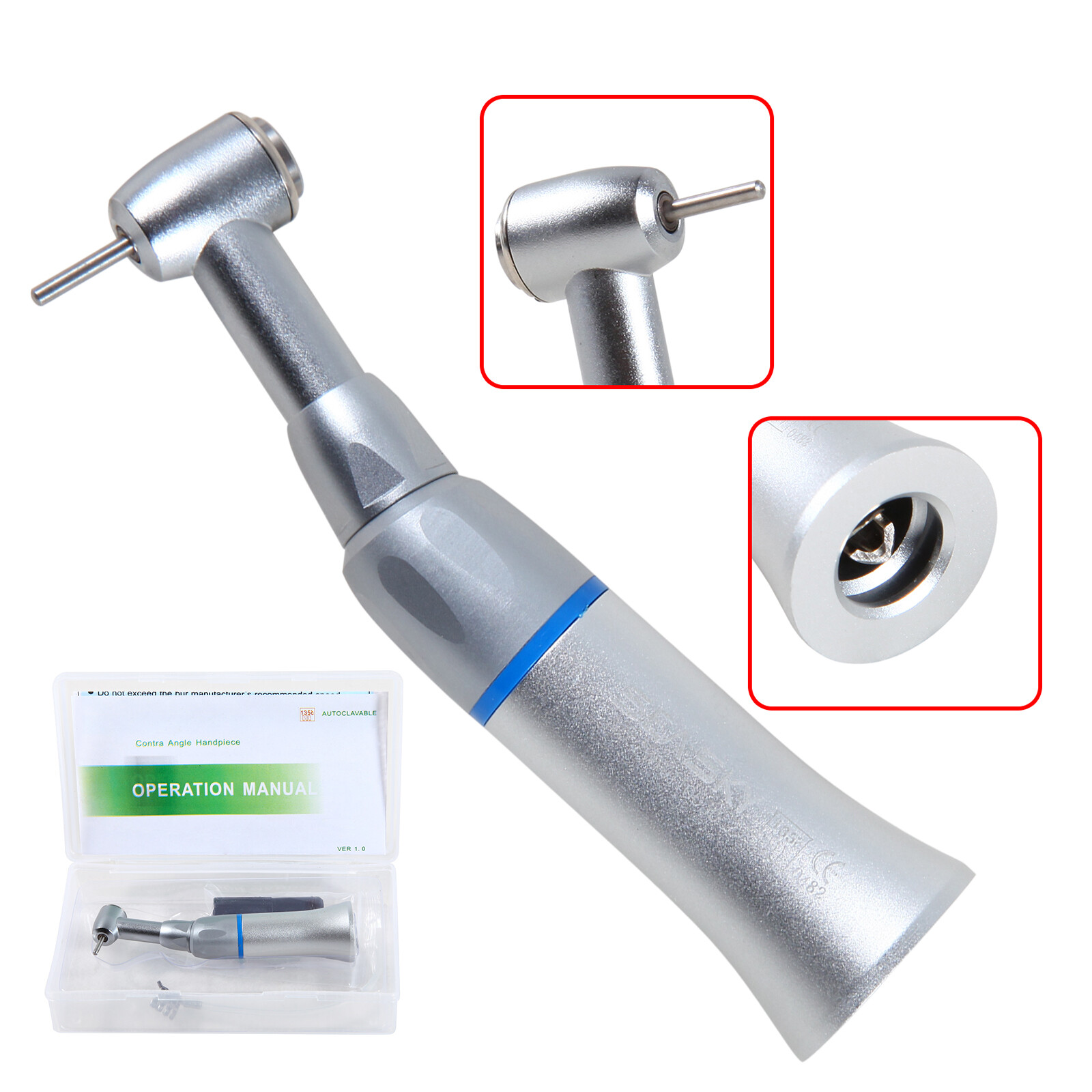 NSK Style Dental Low Speed Handpiece 1:1 Direct Drive Push Contra Angle 1.6mm