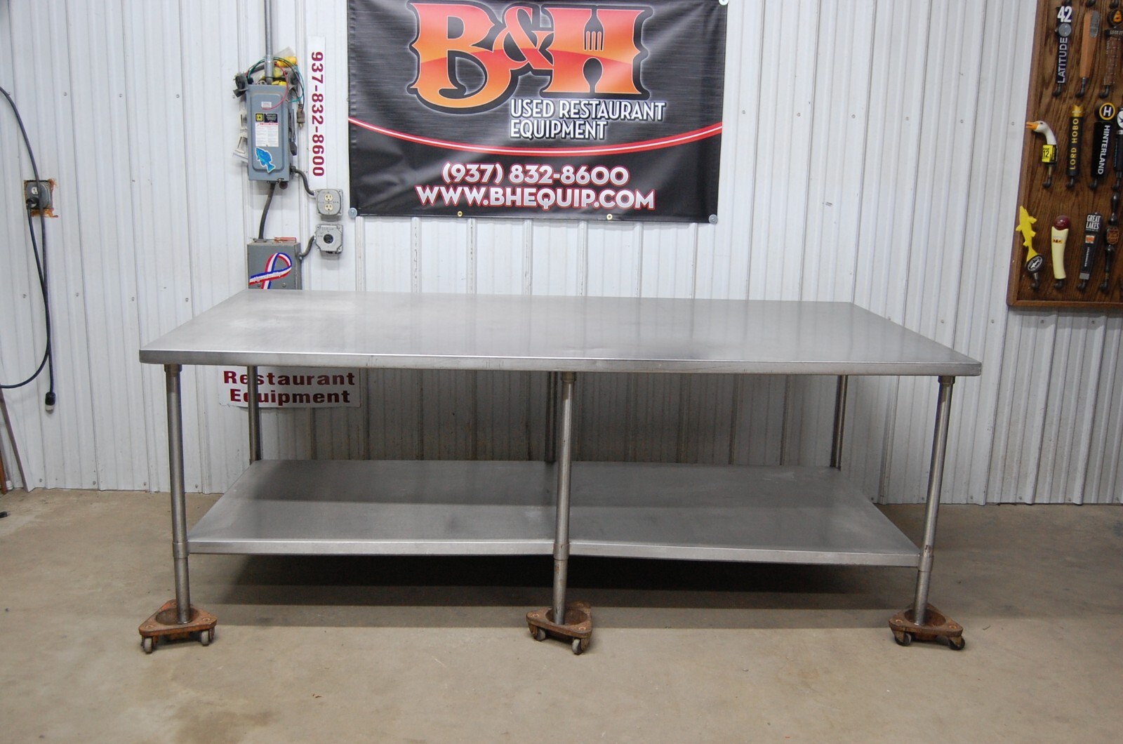 Win Holt 8′ x 4′ Stainless Steel Work Prep Table Kitchen Island 96″ x 48″