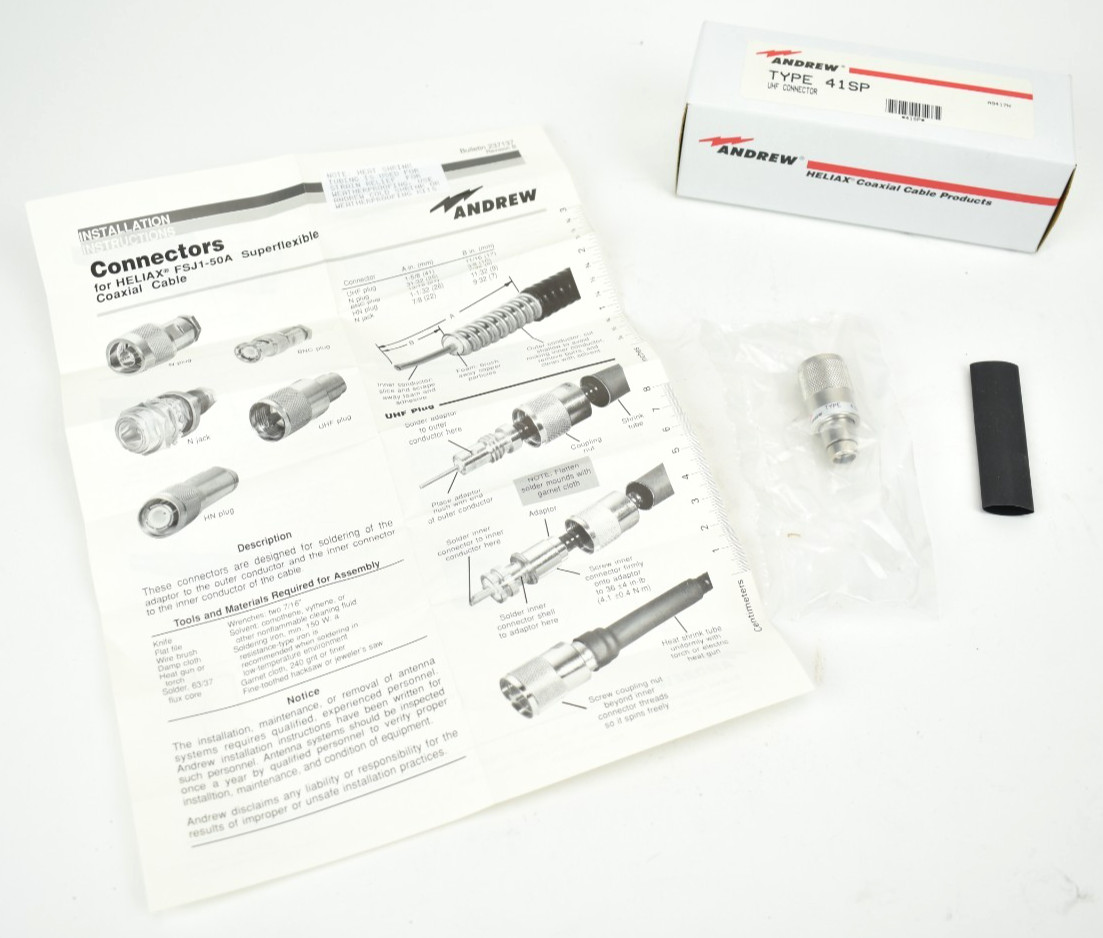 Andrew 41SP UHF Male Connector 1/4″ Heliax FSJ1-50A PL259 RF