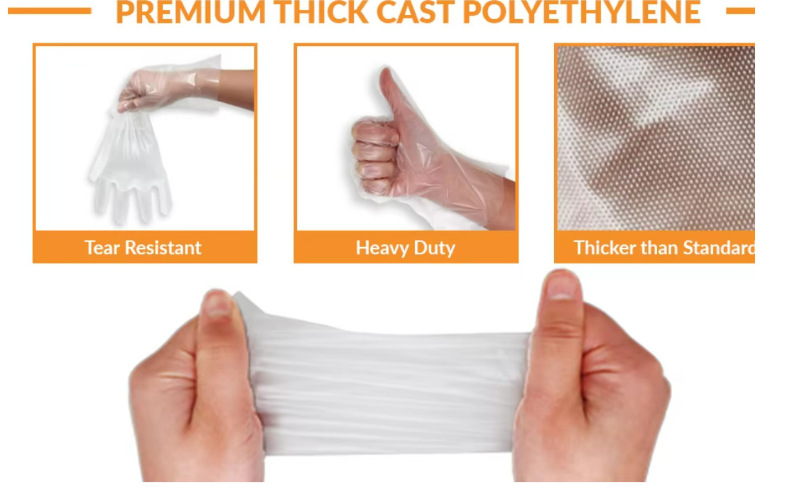 Disposable TPE Food Safe Grade Gloves Transparent Clear Plastic come in with box