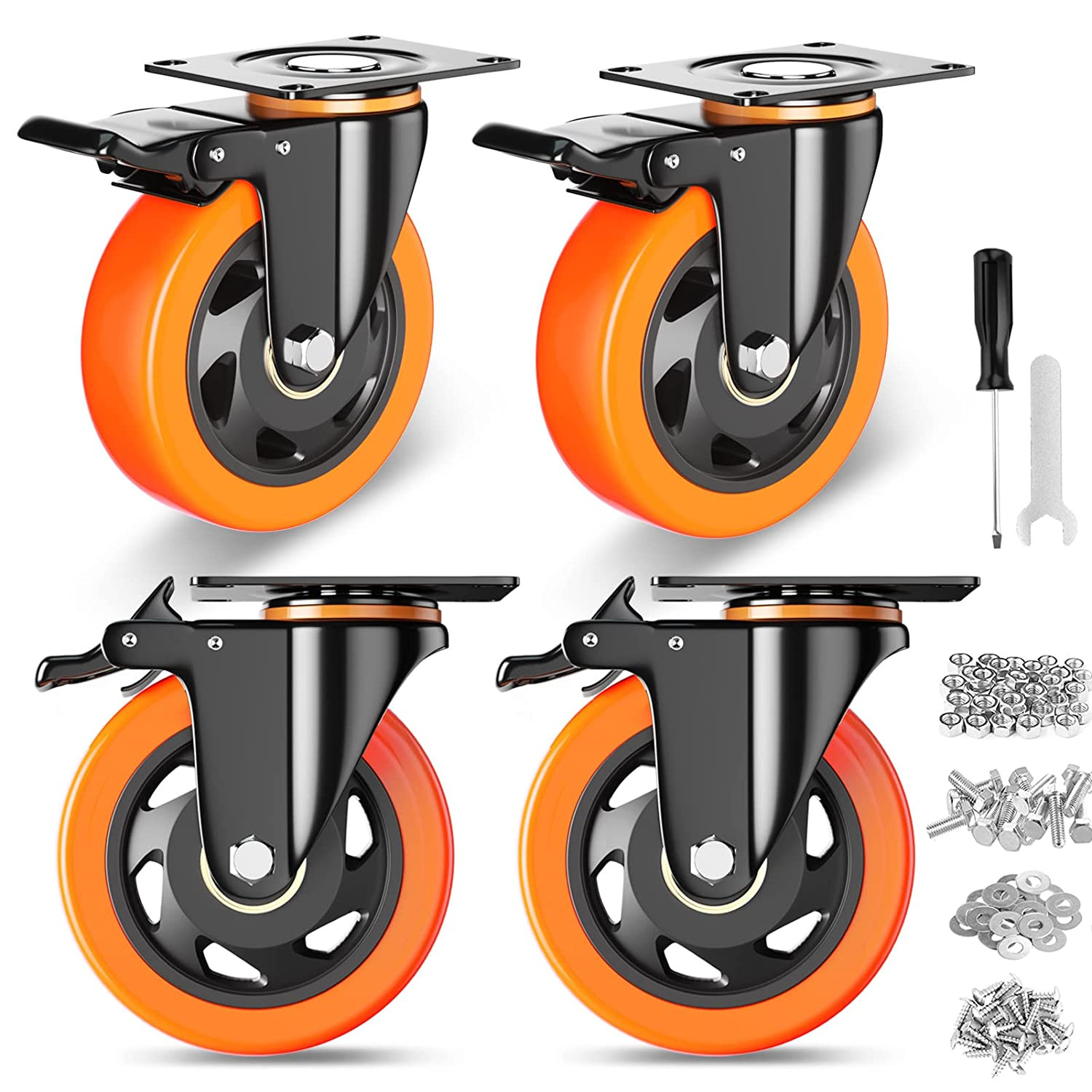4″ Caster Wheels Set of 4 Heavy Duty 2200lb Swivel Locking Industrial Workbench