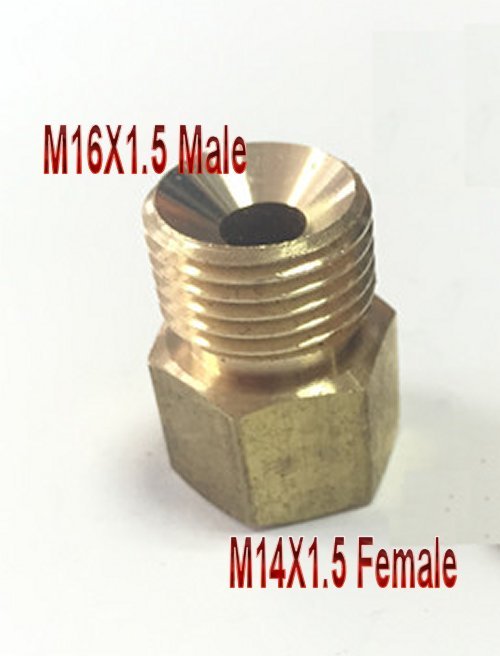 Fitting Reducer Metric M16 M16X1.5 Male Inverted Flare to M14 M14X1.5 Female