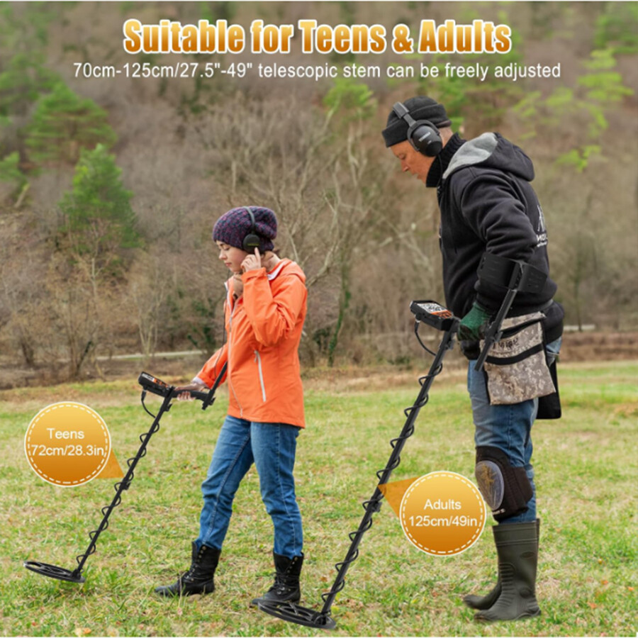 Multi-Frequency Metal Detector 10″ DD Coil Waterproof Bundle Detector for Adults