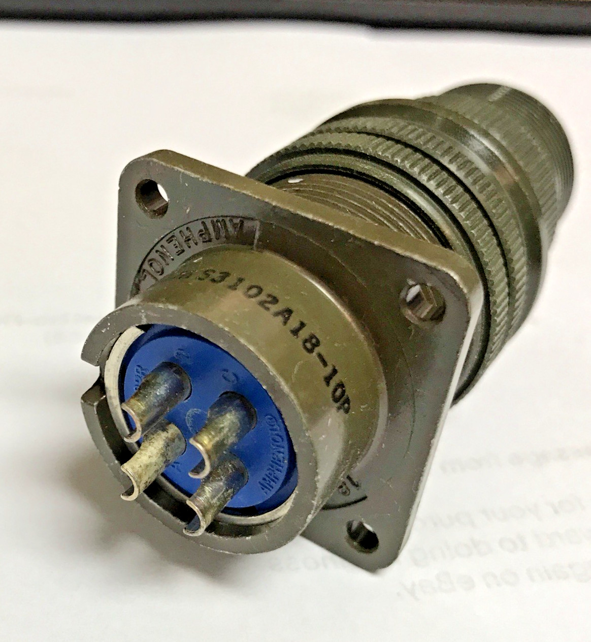 Amphenol MS3106A18-10S 4-Pin Female Connector and MS3102A18-10P 4-Pin Male Plug