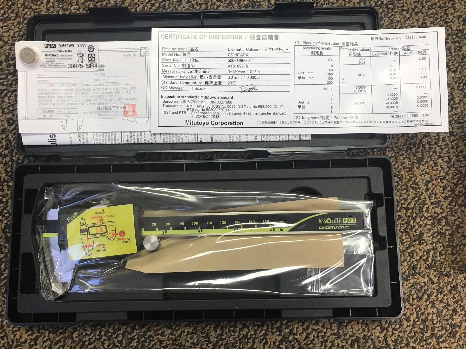 0-6″/ 0-150mm Absolute Digimatic Caliper Mitutoyo 500-196-30 – NEW – GENUINE
