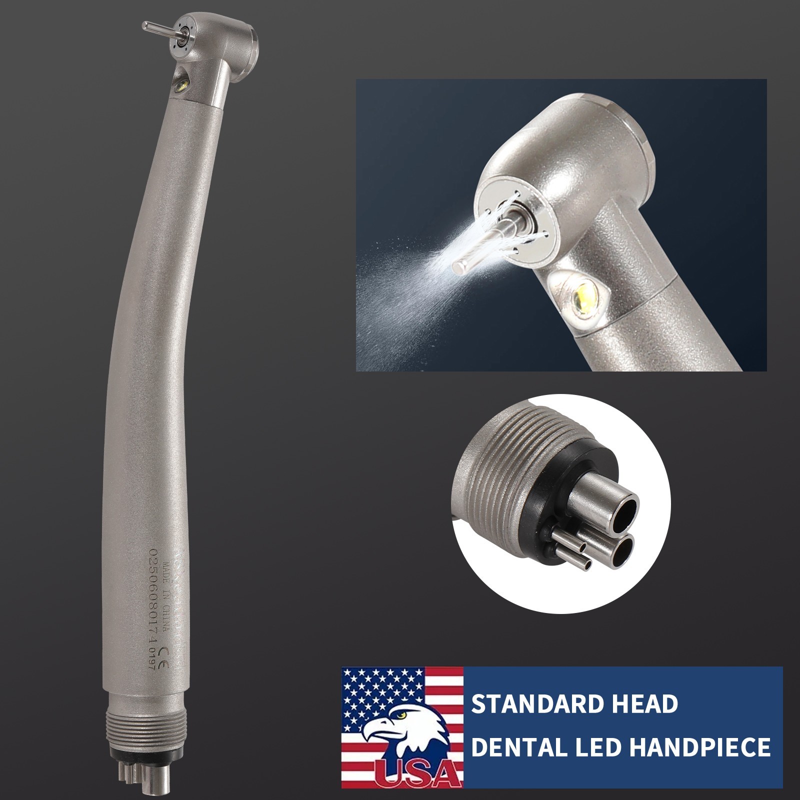 Dental 1:1 Fiber Optic Handpiece Internal Spray Contra Angle fit E-Type Motor DS