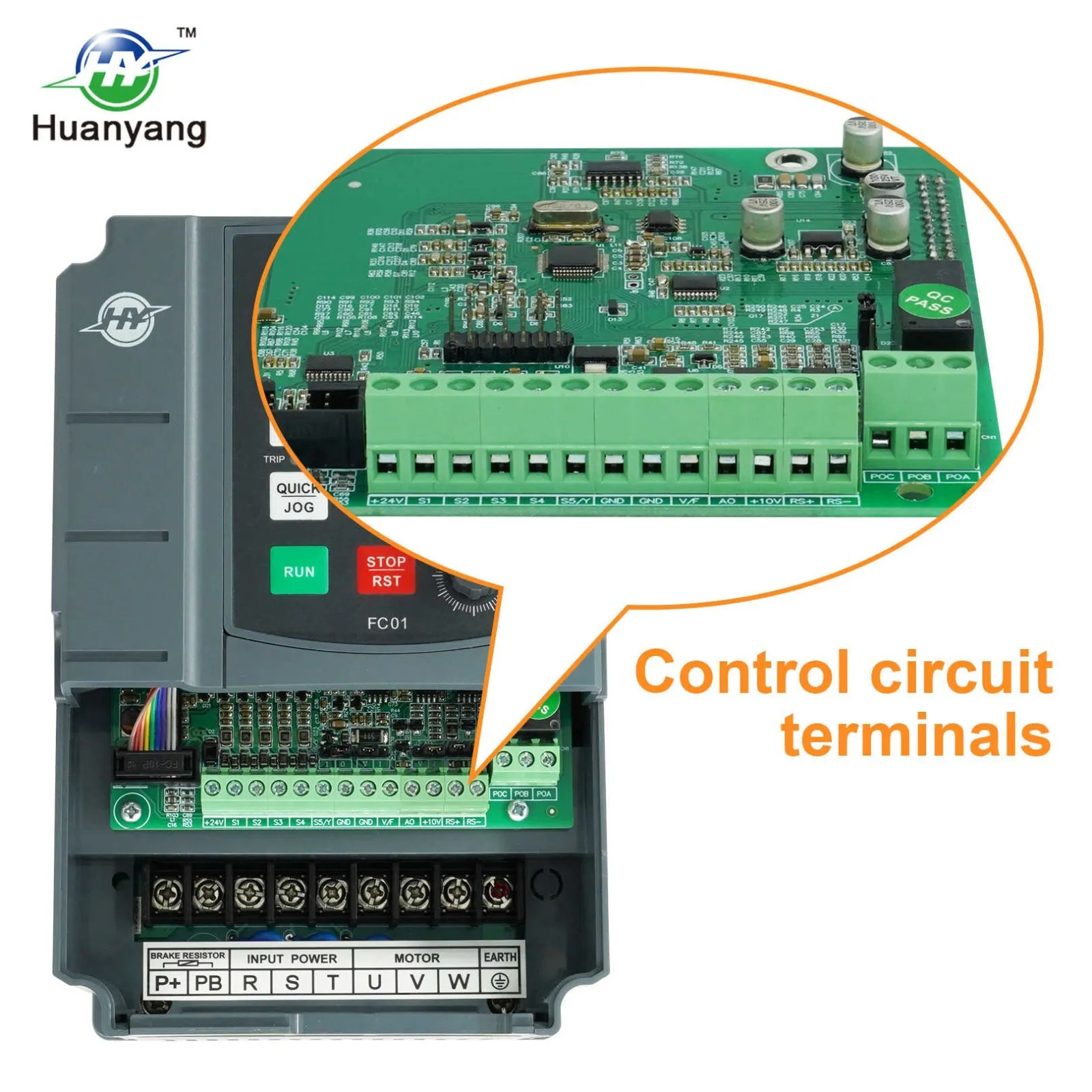 Huanyang VFD 220V 5HP 4KW Inverter CNC single phase to 3 phase for Motor