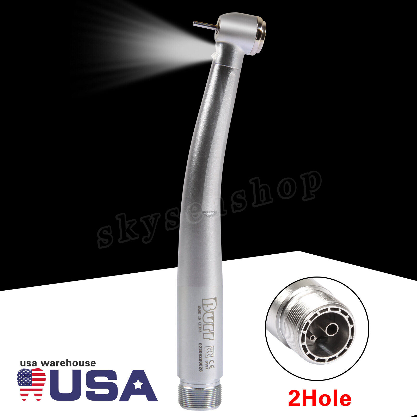 Dental Fiber Optic LED E-generator high speed handpiece Turbine 2 Holes Borden