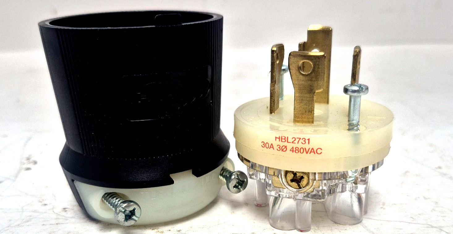 HUBBELL HBL2731 TWIST-LOCK PLUG IN SULGRIP 30A 480VAC 3 POLE 4 WIRE GROUNDING