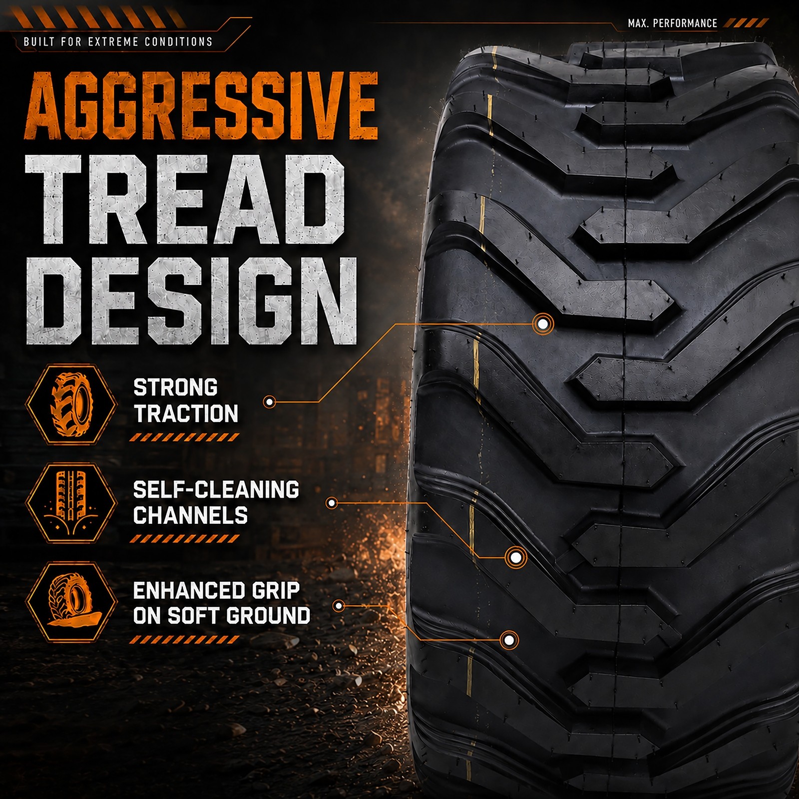HALBERD 18×8.50-10 Skid Steer Tractor Tires 8 Ply Industrial 18×8.5×10 Tubeless