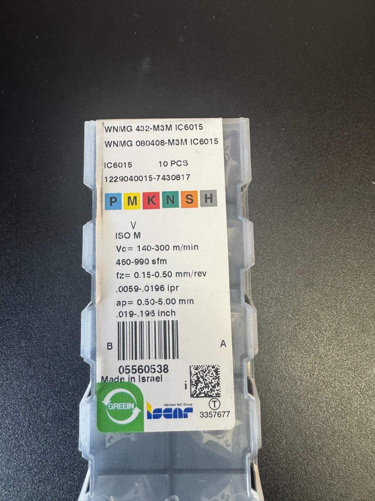 ISCAR WNMG 432 M3M IC6015 ISCAR *** 10 INSERTS * FACTORY PACK *