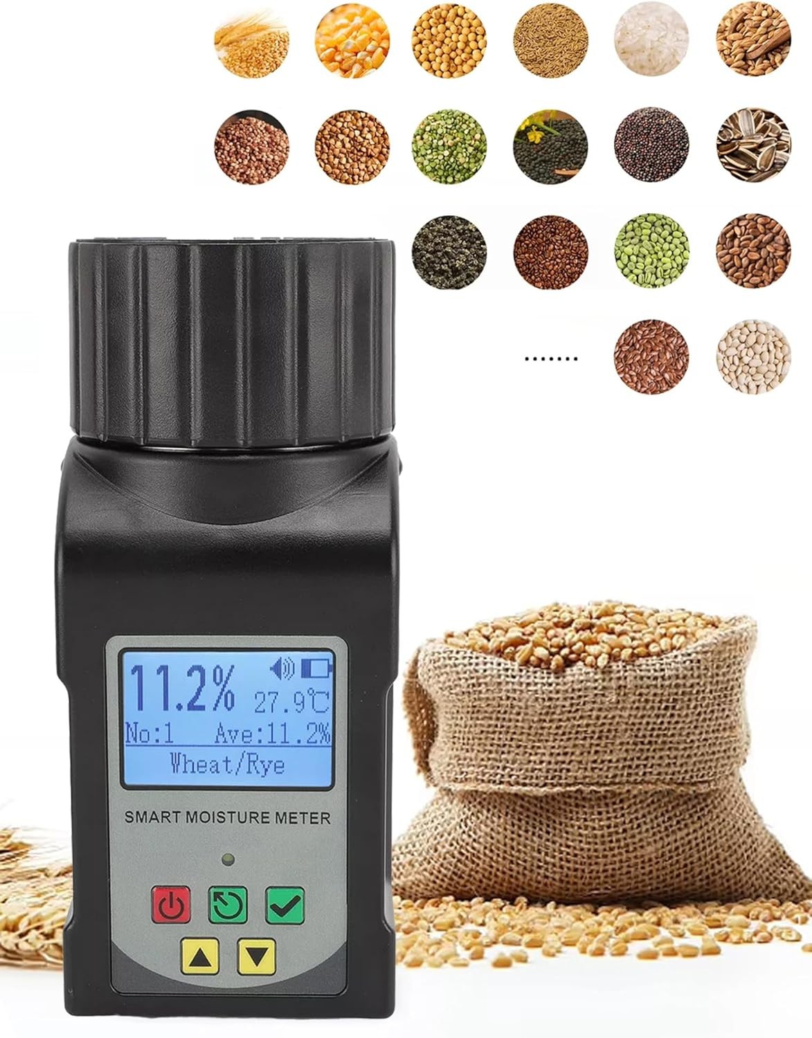 GOYOJO Grain Moisture Tester Portable Cup-Type Meter for 25 Grains Data Storage