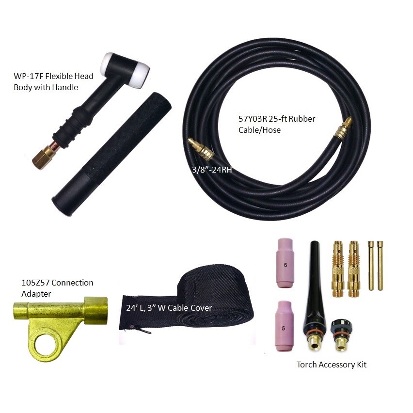 WeldingCity® TIG Welding Torch Package WP-17F Flex Head 150A 25-ft Air-Cool USA