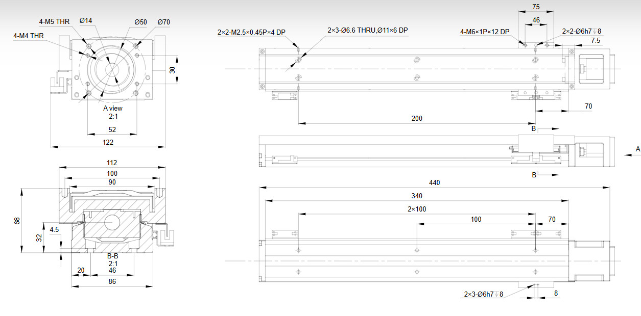 Ball Screw Driven Horizontal/Vertical Payload 40/12kg 210-810mm for Servo Motor