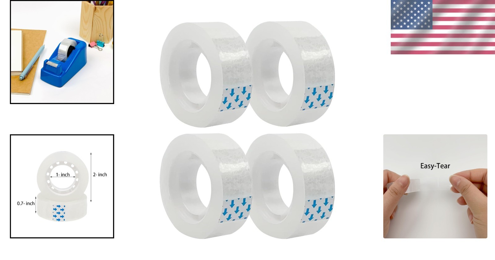 Versatile 4 Roll Clear Tape Set – 27.3 Yards, Great for Crafts & Everyday Use