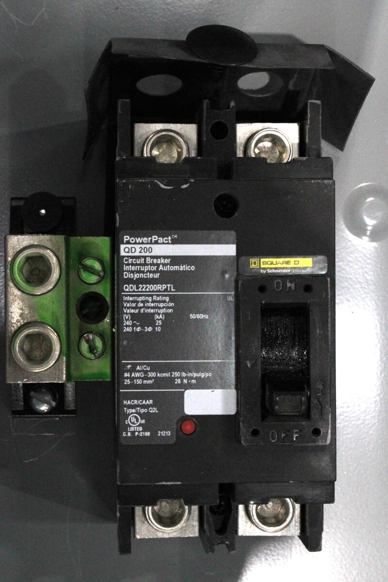 Square D 200A Breaker Enclosure Q2200MRBE w/QDL22200RPTL Breaker 2P NEMA 3R