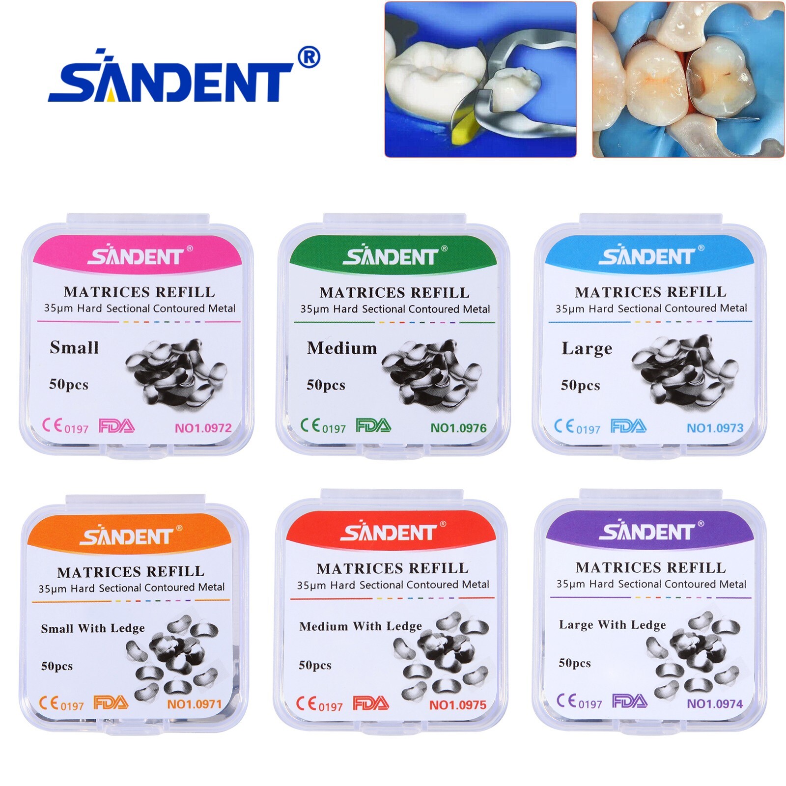50 Pcs Dental Metal Matrices Matrix Band Sectional Contoured Refill S/M/L 35μm