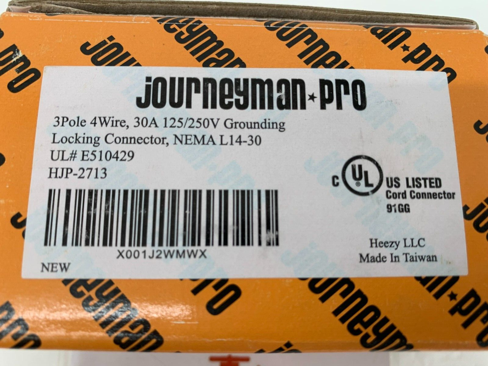 Journeyman-Pro HJP-2713 30A Locking 3P 125/250V NEMA L14-30 Plug Black