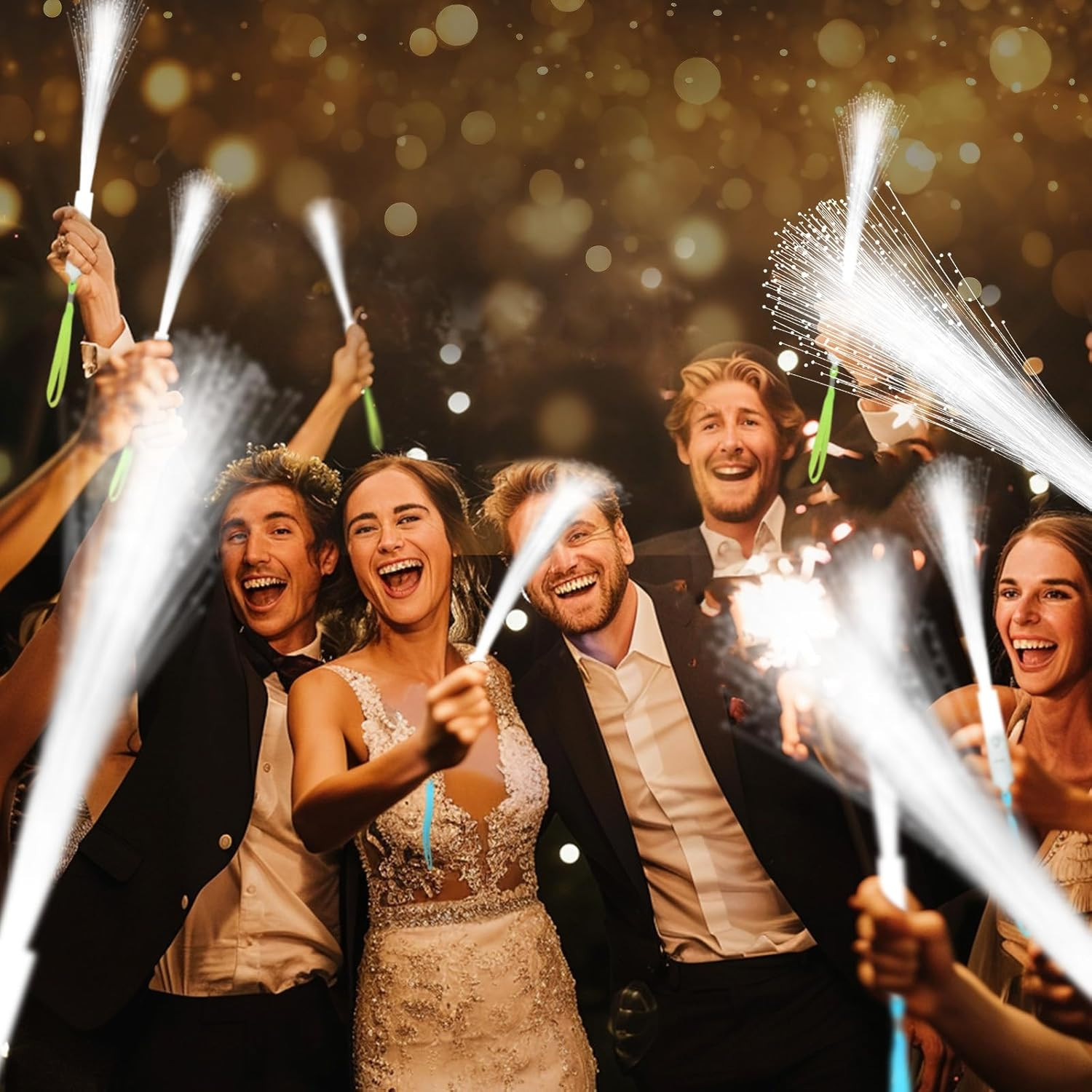 100 PCS White Fiber Optic Wands, LED Fiber Wands, Wedding Party Supplies