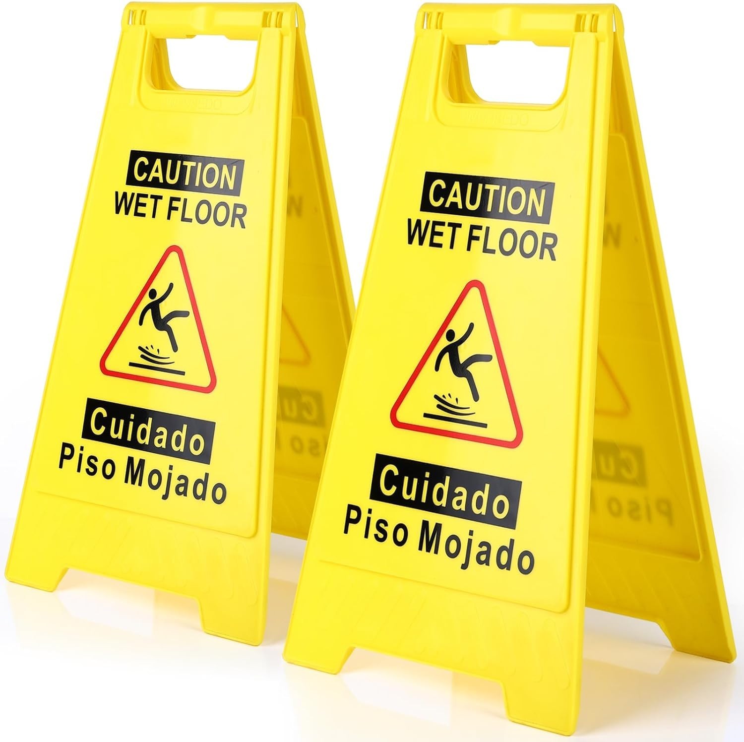 2-Pack Caution Wet Floor Sign,17.5″ Height,Bright Yellow Double-Sided Folding…