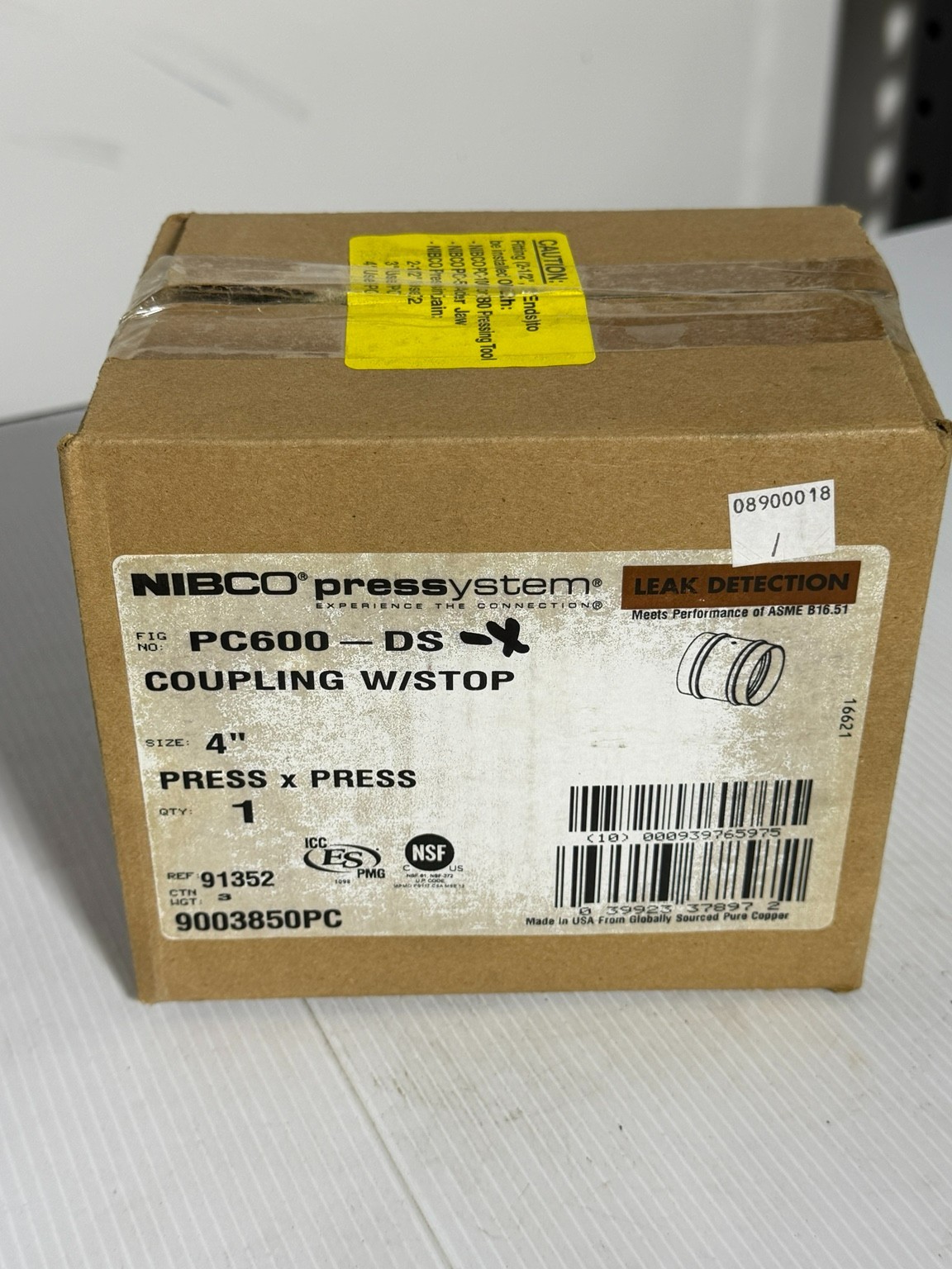 NIBCO PC600-DS 4 PressSystem Coupling w Stop Press x Press New Boxed