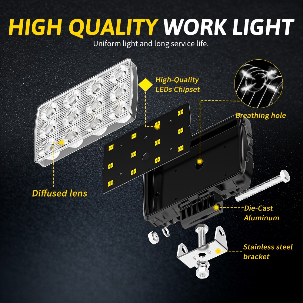 2x Powerful New 6X4 LED Work Light For Truck Flood Light 12V 24V Tractor lights