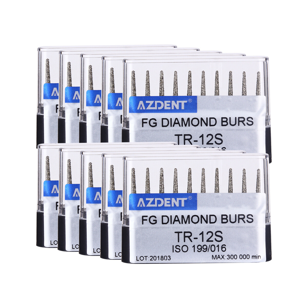 10 pcs Dental Super Coarse Diamond Burs TR-12S 1.6mm For High Speed Handpiece